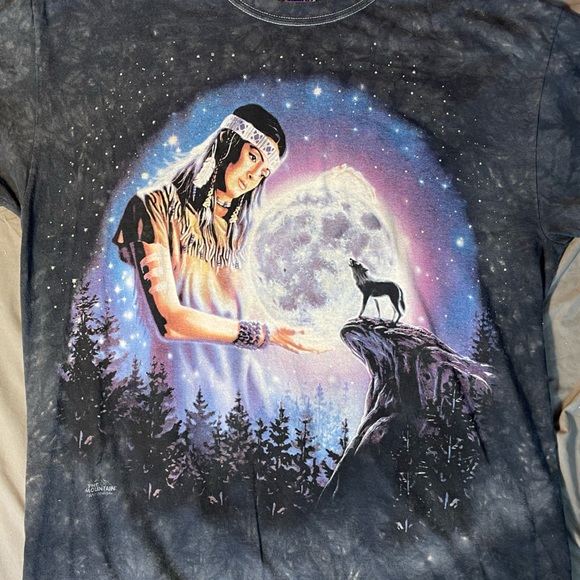 Vintage The Mountain Native American Indian Princess/Wolf Tie dye Large - Picture 2 of 6